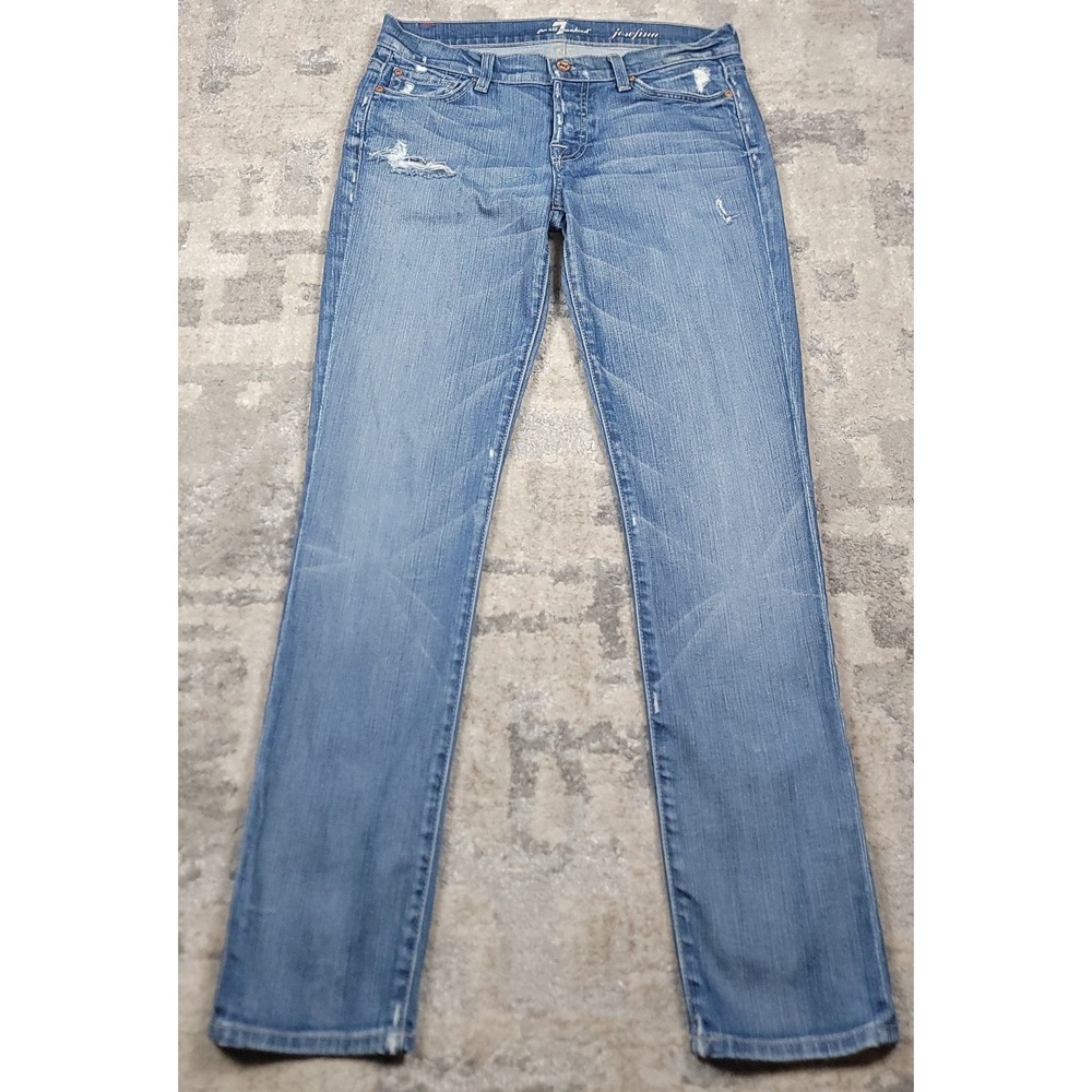 7 Seven‎ For All Mankind Women's  Josefina Low Rise Tapered Blue Jeans 30x27.5